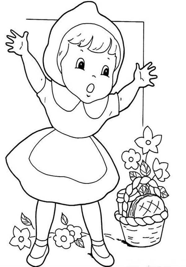 Plansa de colorat cu Scufita Rosie 46 41